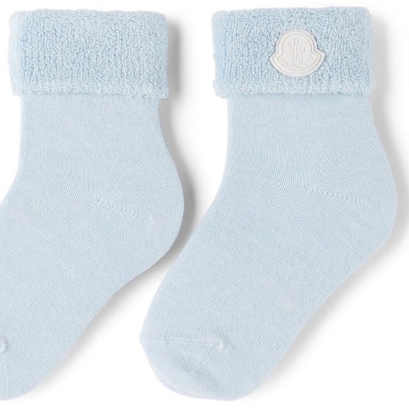 Moncler Other - NWT$225 MONCLER ENFANT Baby Blue Silicone Logo Wool/Cotton Socks XXS 6-12 month